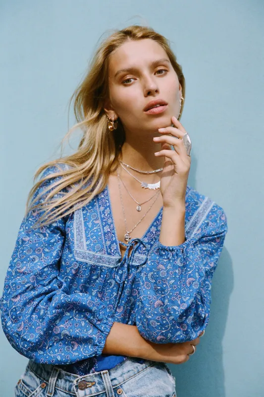 Wisteria Blouse in Moonlight Blue - Pre-loved sold by Arnhem