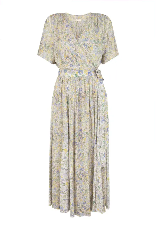 Odessa Wrap Dress in Bluebell sold by Arnhem