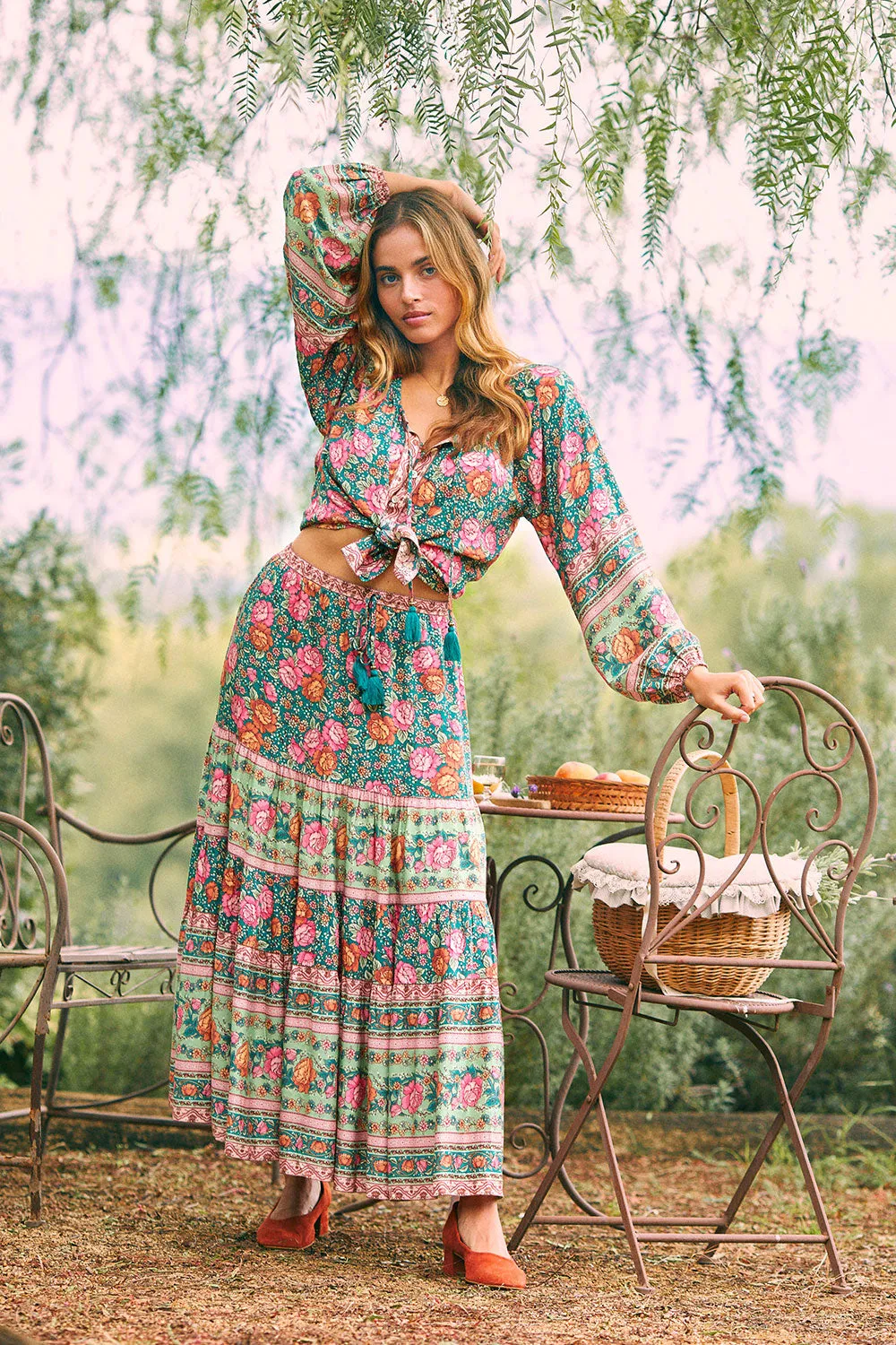 Amberley Midi Skirt in Emerald - Pre-loved sold by Arnhem