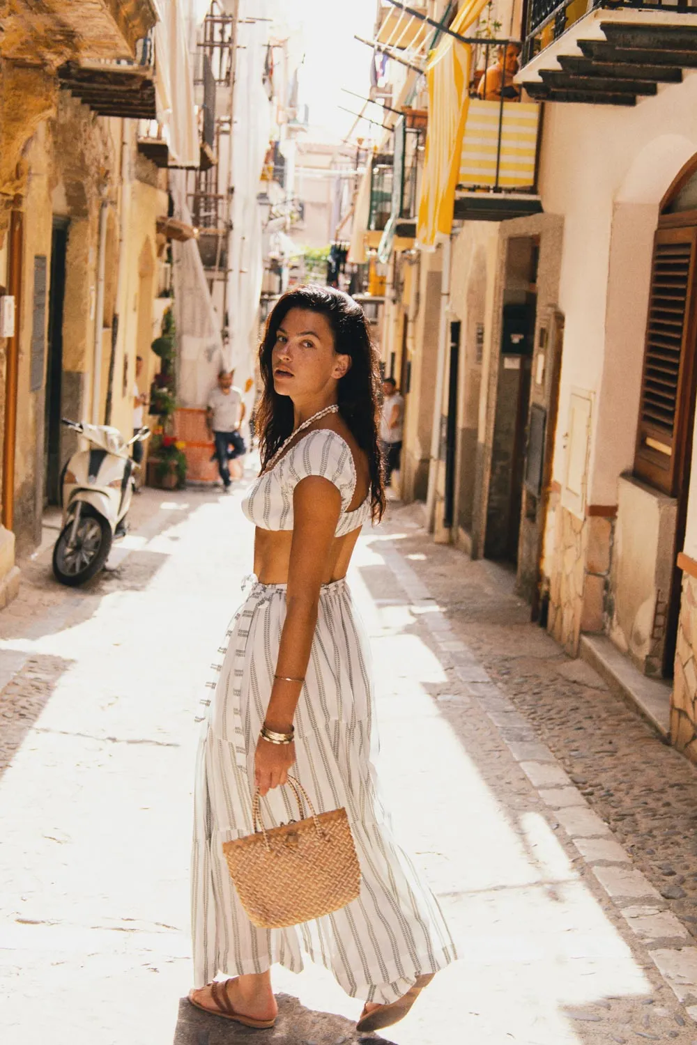 Selma Wrap Maxi Skirt in Sage sold by Arnhem