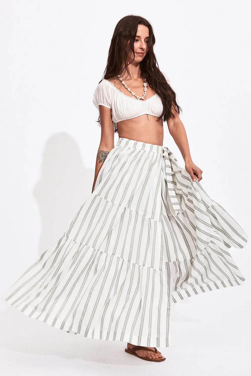 Selma Wrap Maxi Skirt in Sage sold by Arnhem product image thumbnail 3