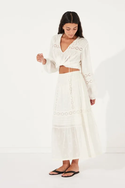 Lyla Midi Skirt in Dove sold by Arnhem