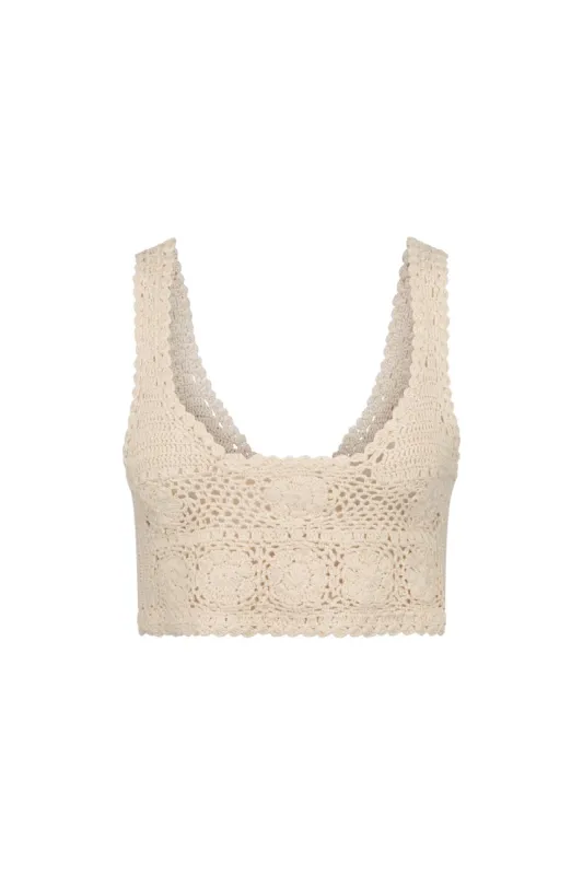 Delilah Crop Top in Cream sold by Arnhem