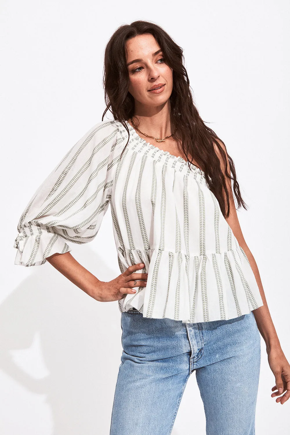 Selma Off Shoulder Top in Sage sold by Arnhem product image thumbnail 3