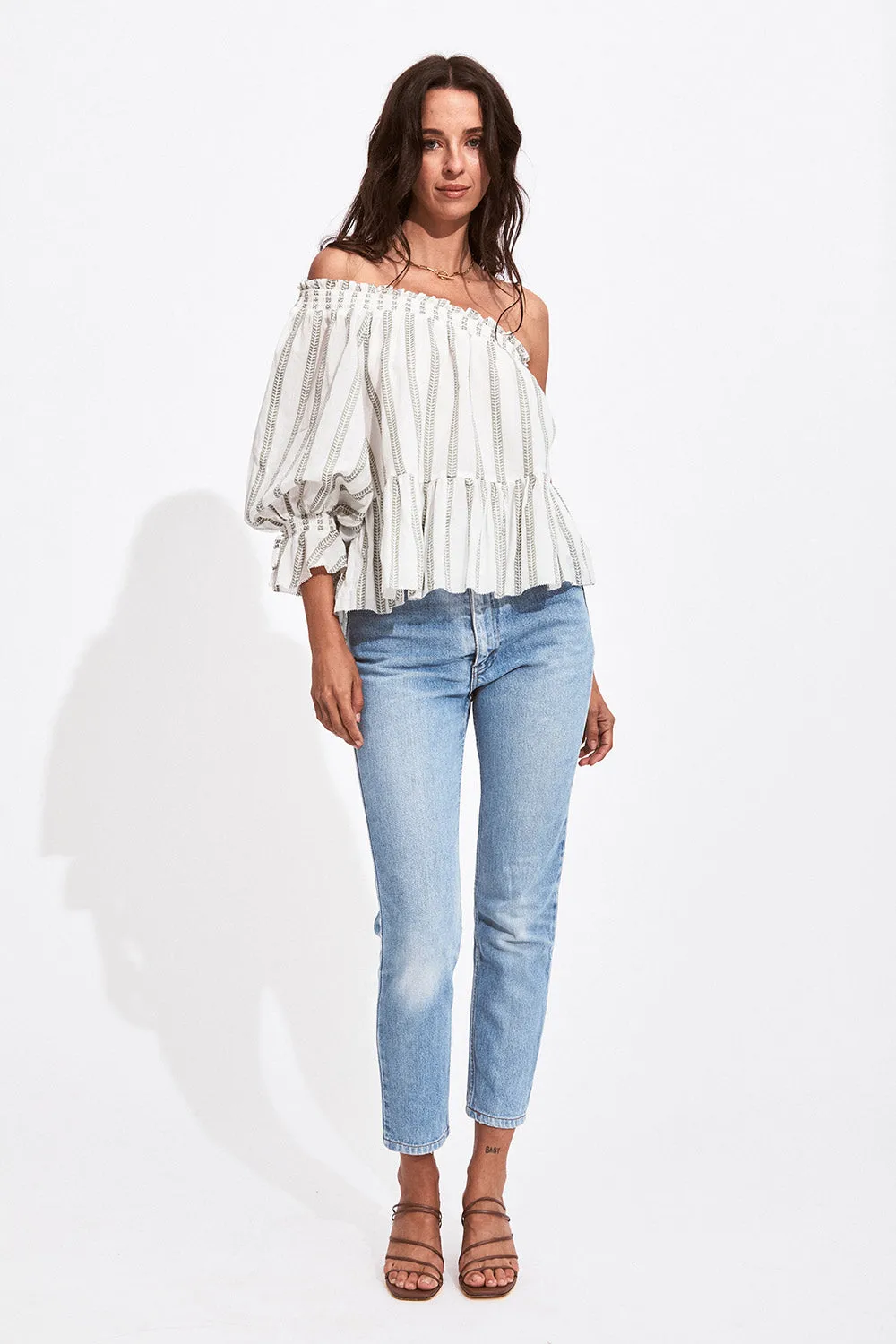 Selma Off Shoulder Top in Sage sold by Arnhem product image thumbnail 5