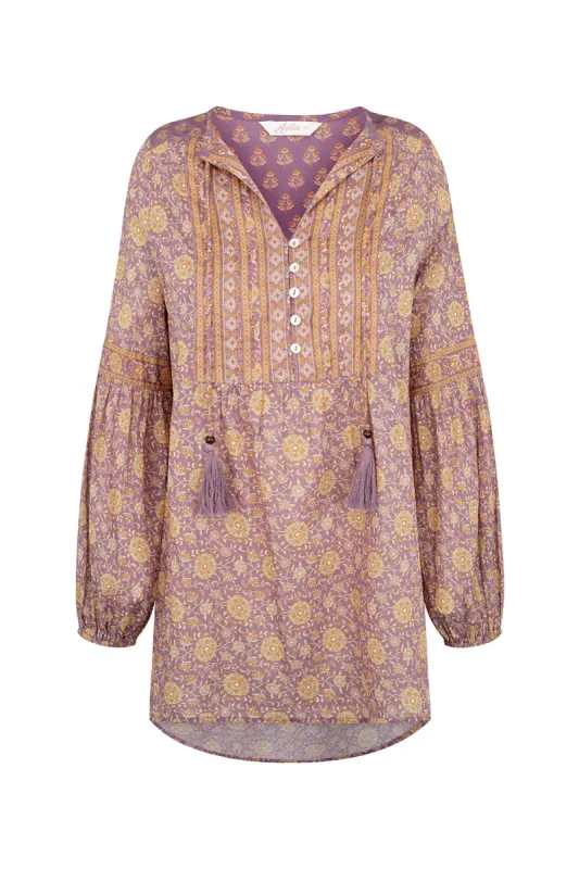 Carmen Blouse in Fig sold by Arnhem