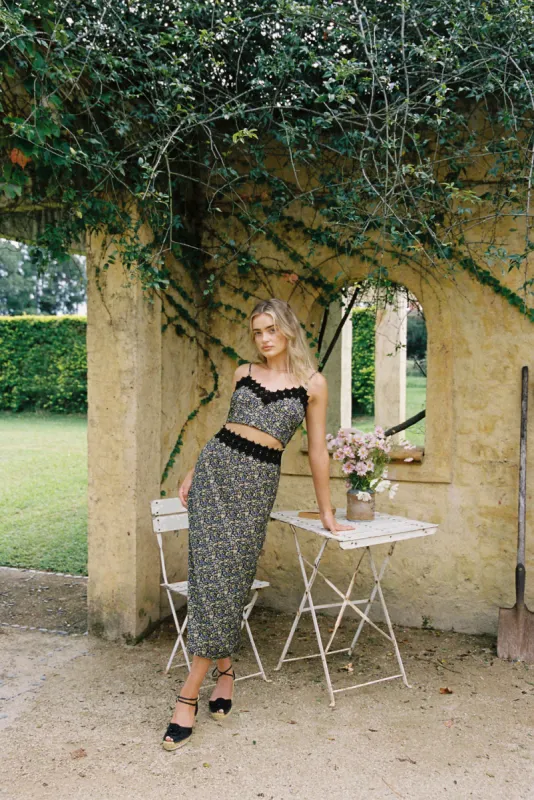 Joni Midi Skirt in Moonless sold by Arnhem