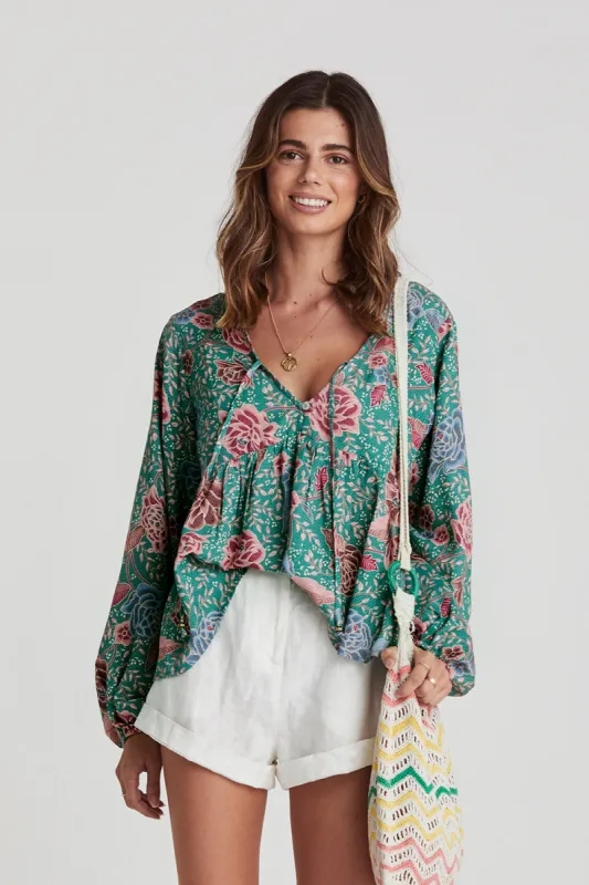 Leilani Blouse in Palms - Pre-loved sold by Arnhem