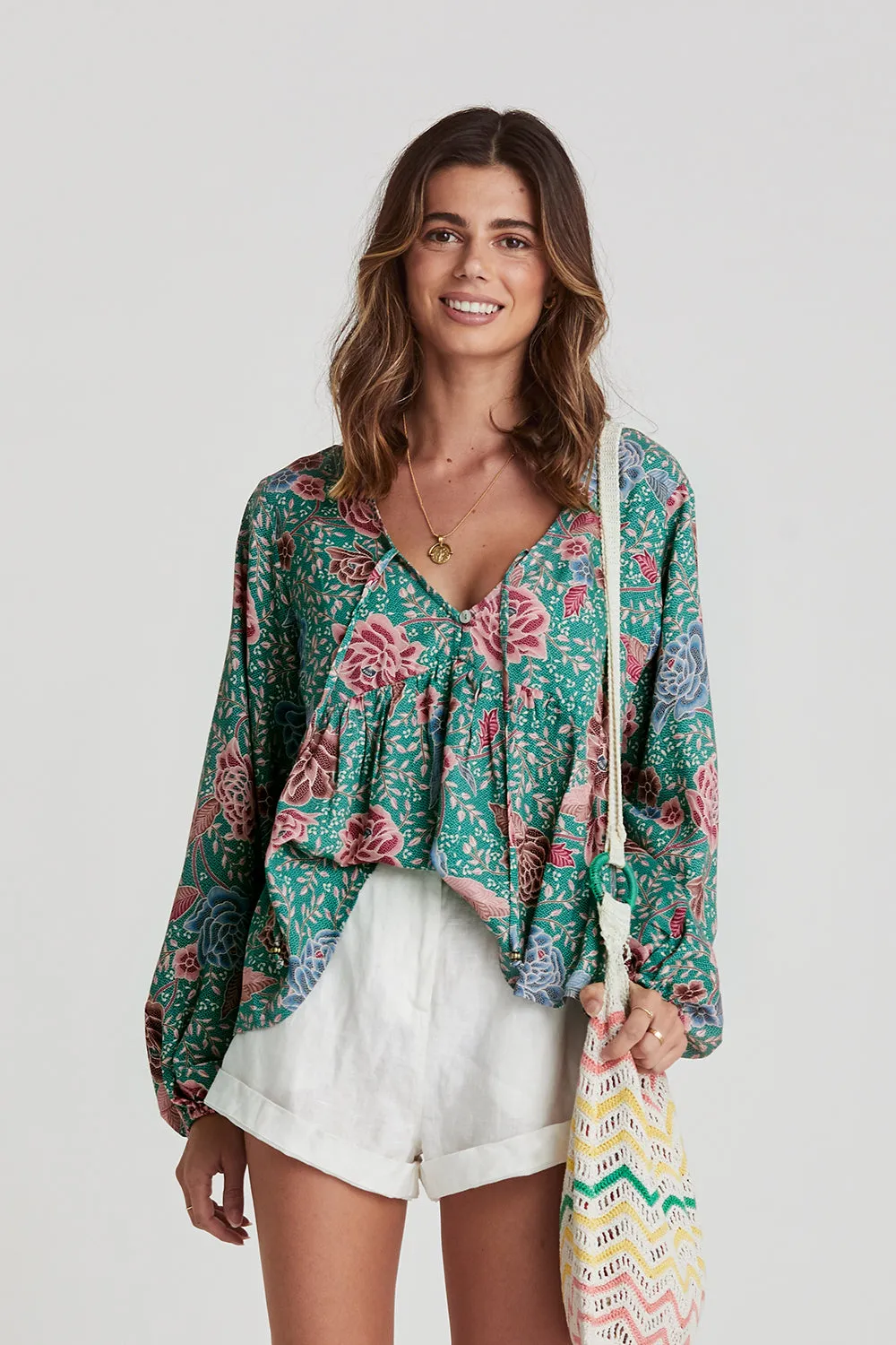 Leilani Blouse in Palms - Pre-loved sold by Arnhem