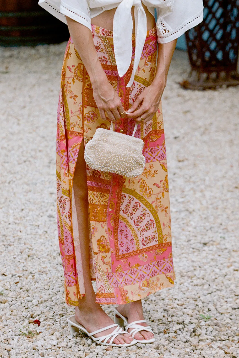 Clementine Midi Skirt in Spritz sold by Arnhem