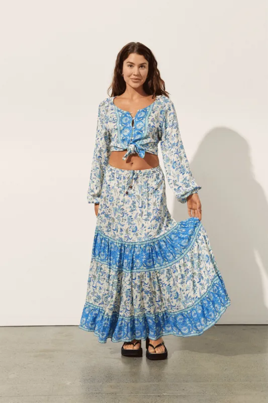 Mila Midi Skirt in Seaside sold by Arnhem