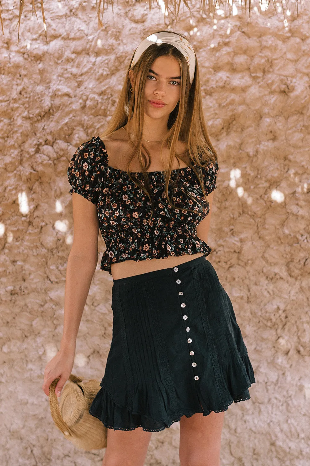 Camilla Top in Midnight Blooms - Pre-loved sold by Arnhem