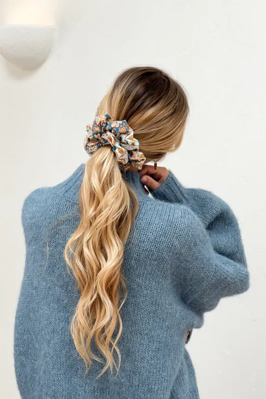 Dylan Revive Scrunchie in Blue Border Print sold by Arnhem