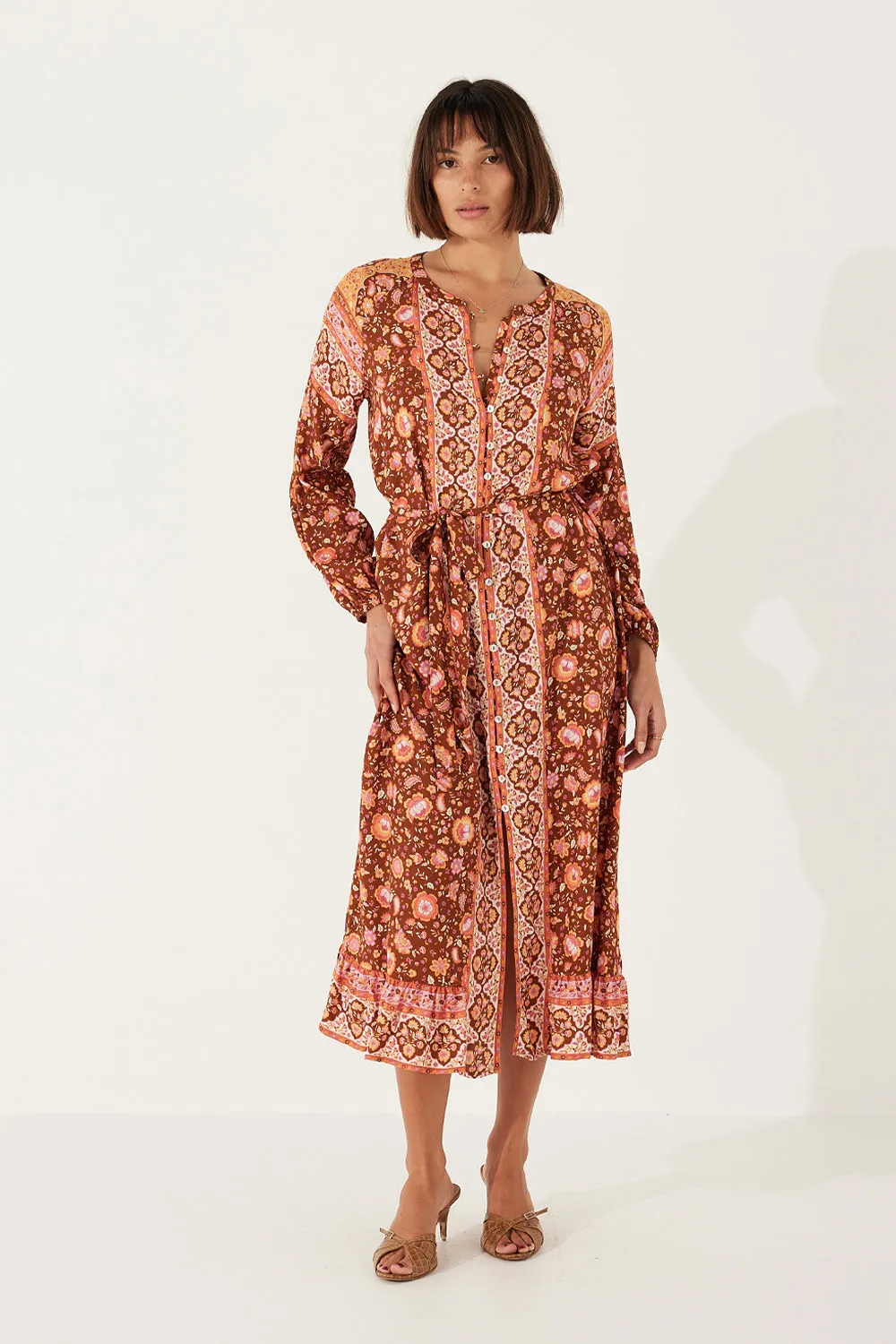 Gabriel Midi Dress in Rust sold by Arnhem
