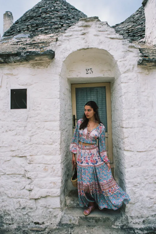 Freya Maxi Skirt in Azure sold by Arnhem