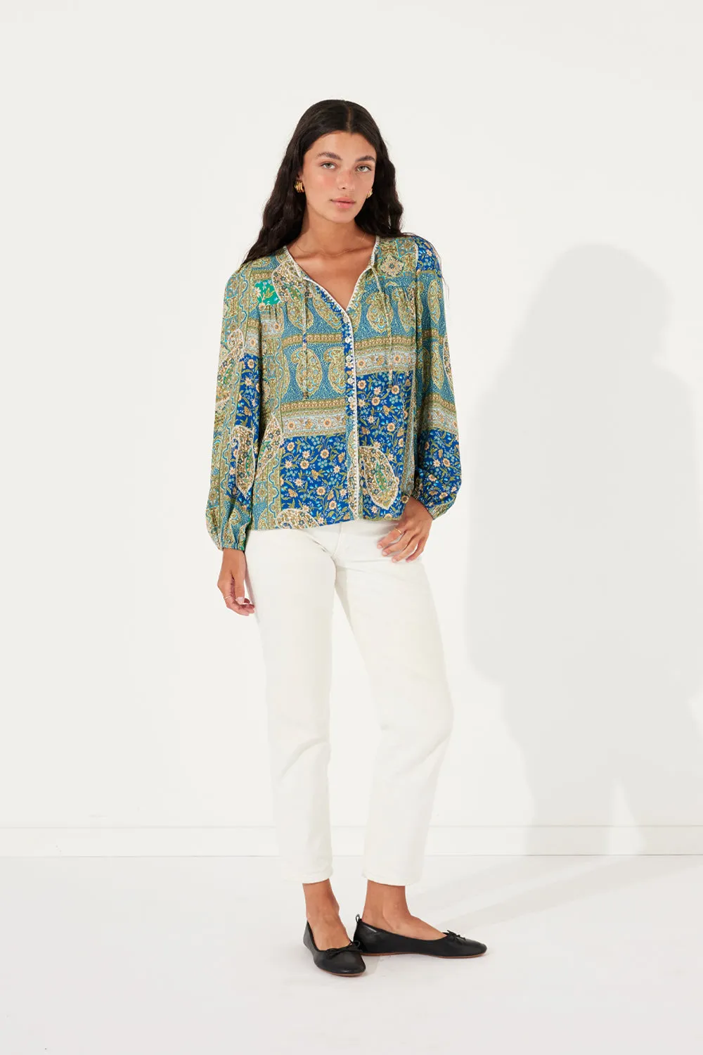 Emmery Blouse in Oceana sold by Arnhem
