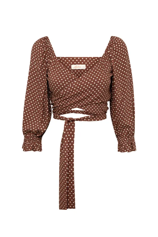 Dorothy Wrap Top in Cinnamon sold by Arnhem