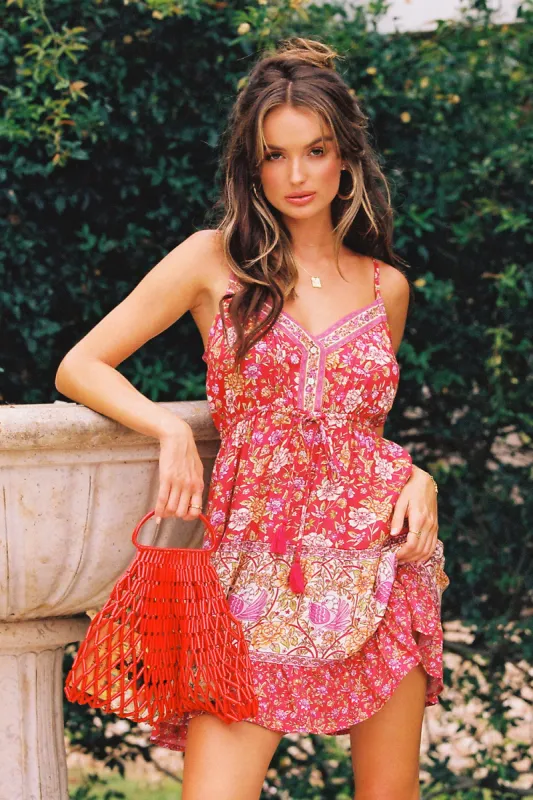 Jasmine Strappy Mini Dress in Campari - Pre-loved sold by Arnhem