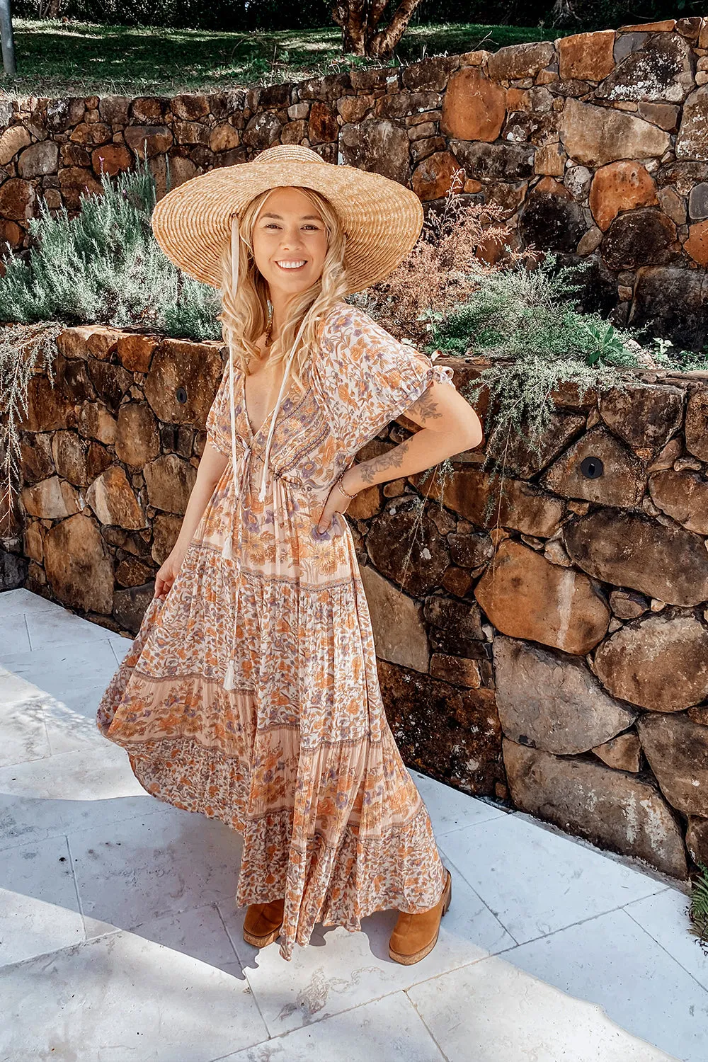 Freya Midi Dress in Cream Floral - Pre-loved sold by Arnhem