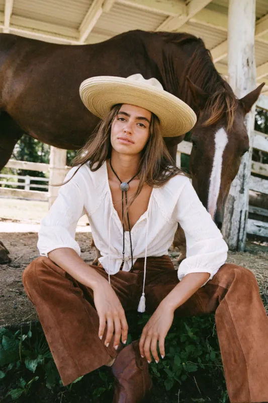 Daphne Blouse in Oat - Pre-loved sold by Arnhem