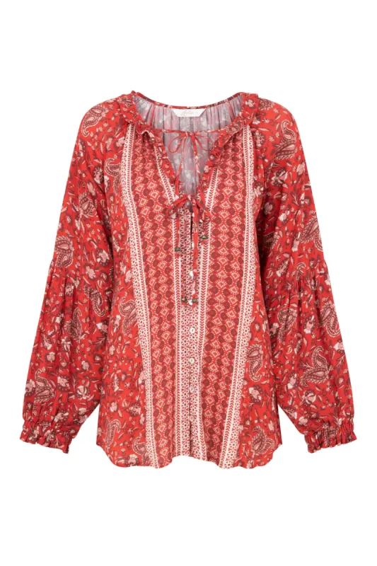 Angelis Blouse in Ruby sold by Arnhem