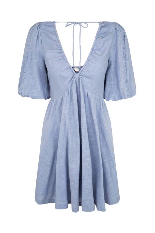 Horizon Mini Dress in Sky sold by Arnhem