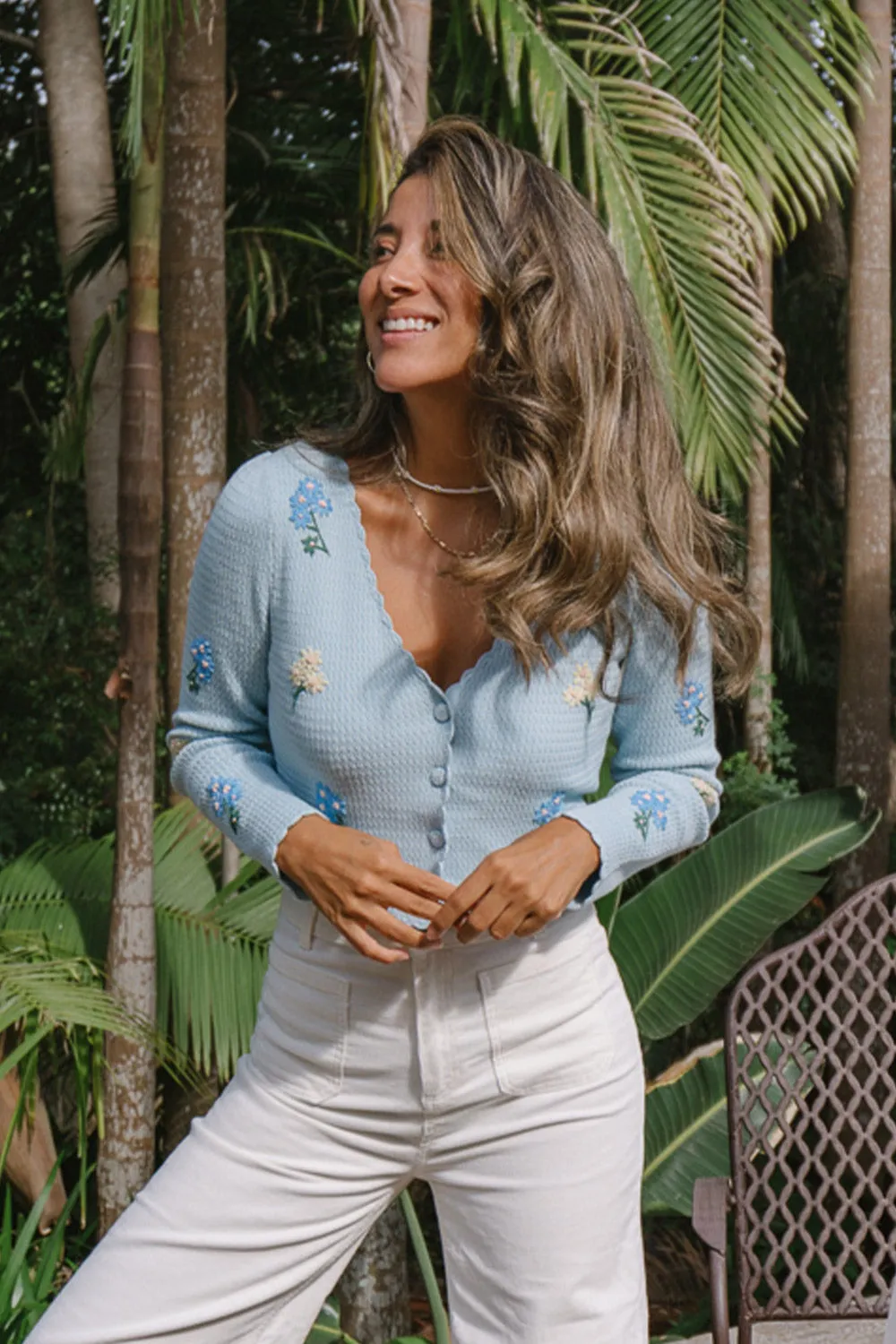 Hope Cardigan in Bluebelle sold by Arnhem