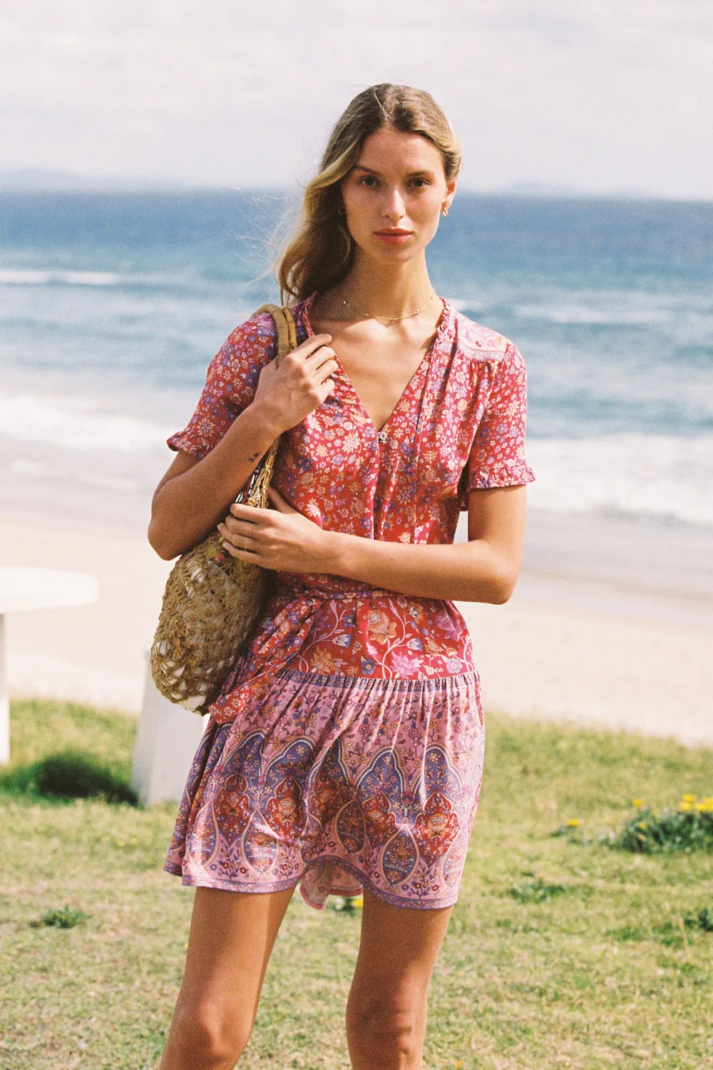 Mai Kaftan in Raspberry - Pre-loved sold by Arnhem