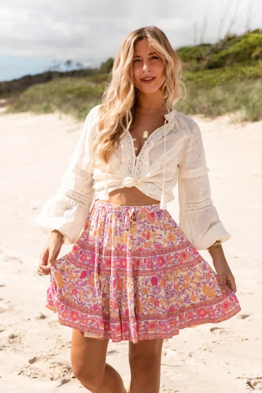 Sophia Mini Skirt in Peony - Pre-loved sold by Arnhem