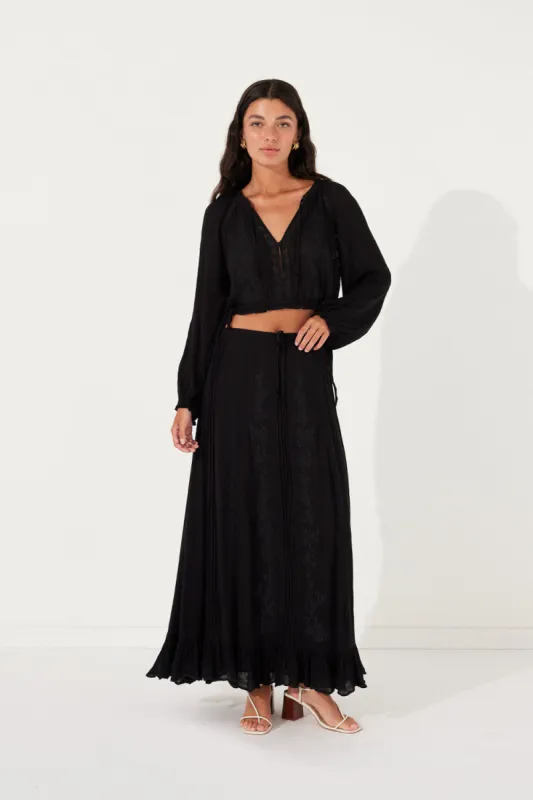 Rosalia Maxi Skirt in Black sold by Arnhem
