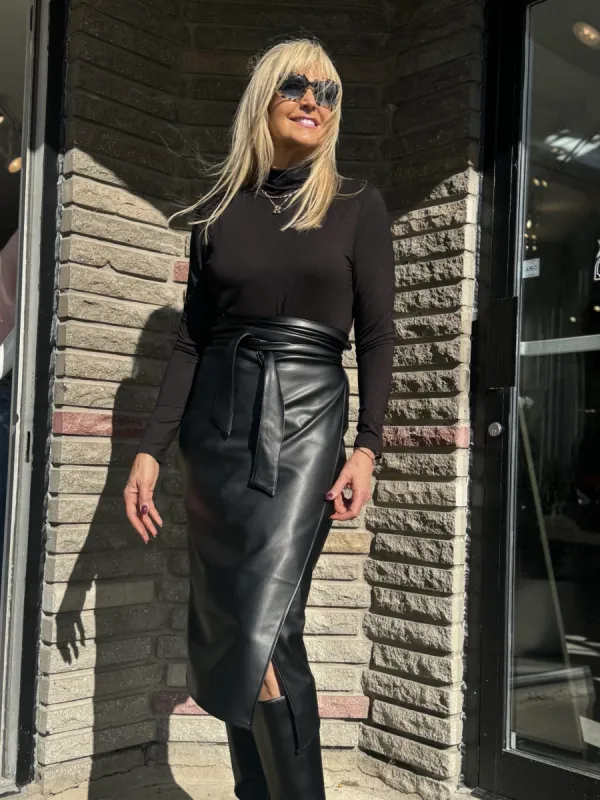 Stunning Vegan Leather Wrap Skirt | SK611 sold by Artizan