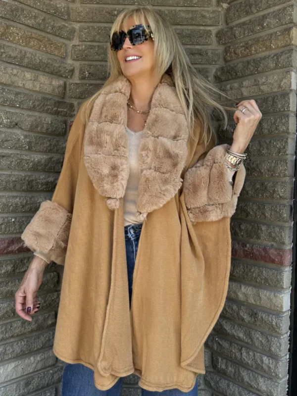 Luxury Faux Fur Trim Cardi | C604 sold by Artizan