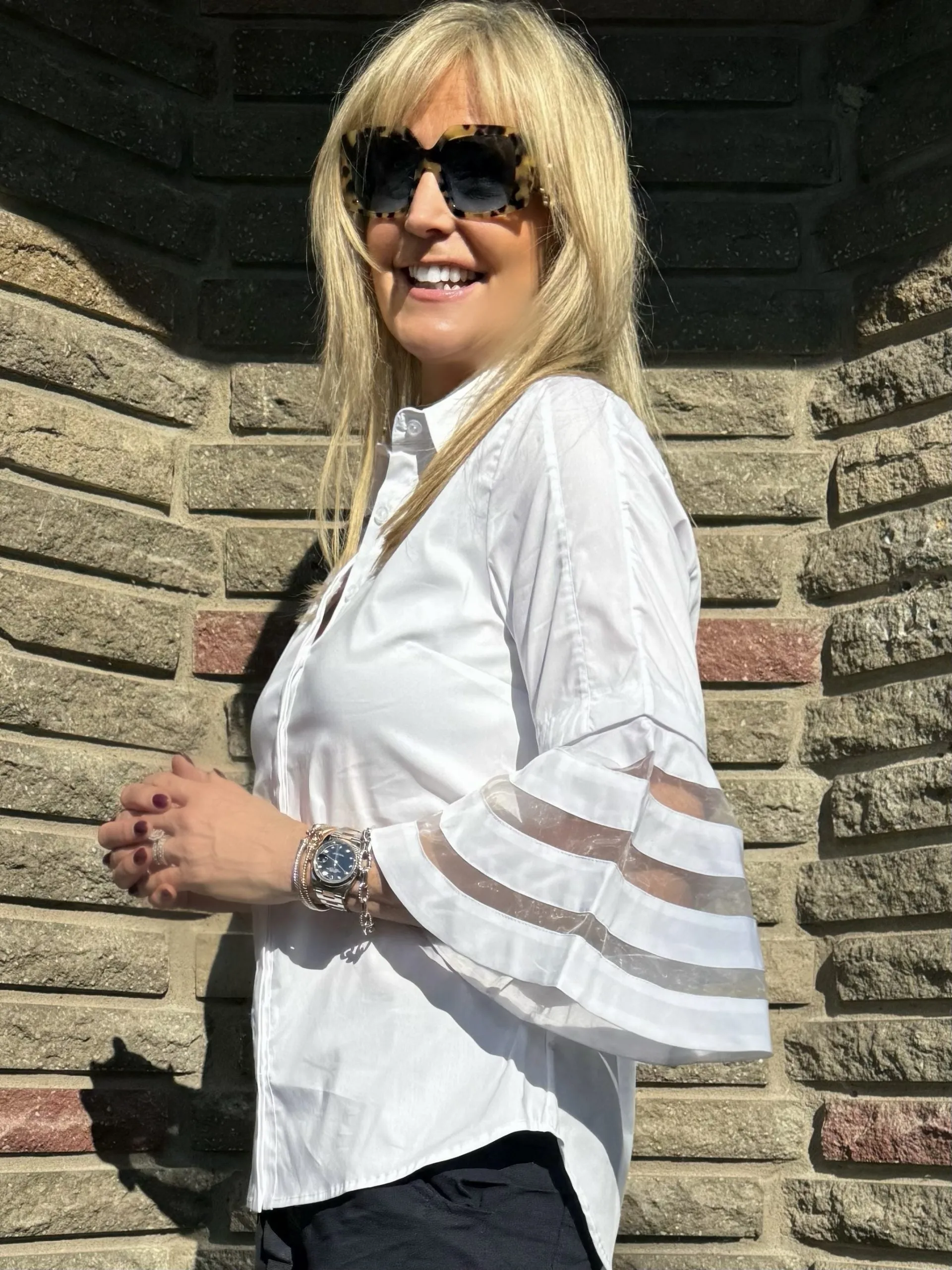 Quiet Luxury Chiffon Detail Sleeves Blouse | T665 sold by Artizan