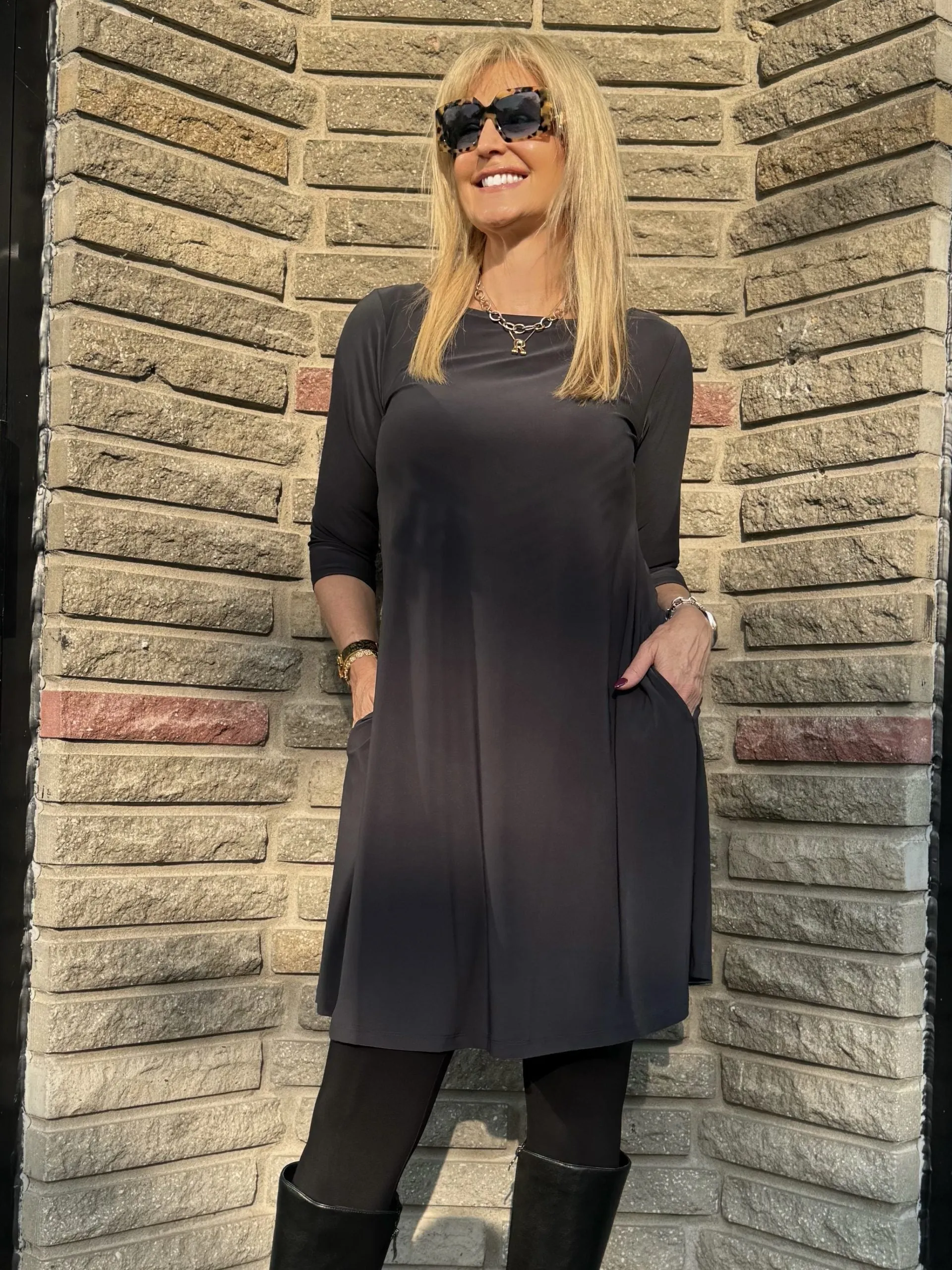 Sympli Crew Neck Dress With Pockets | D662 sold by Artizan