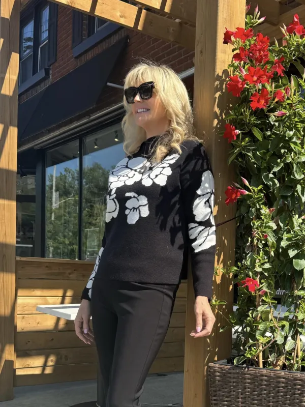 Floral Knit Funnel Sweater | T603 made by Artizan