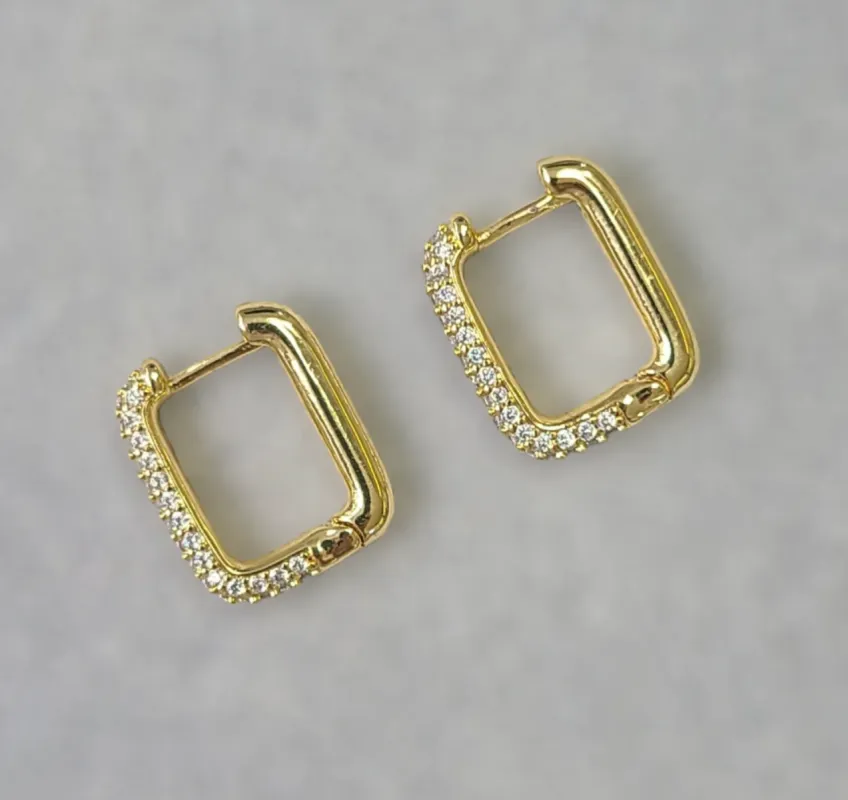 Square Pave Hoop Earring | BE133 sold by Artizan
