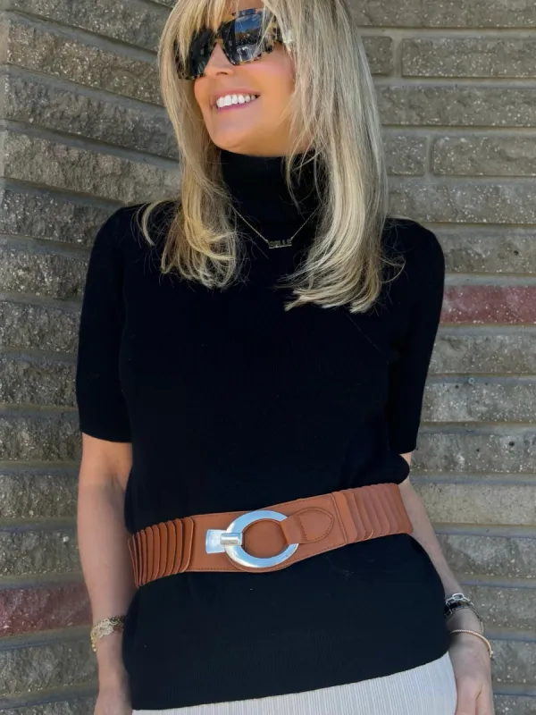 Pleated Stretch Belt With Metal Clasp | BLT121 sold by Artizan