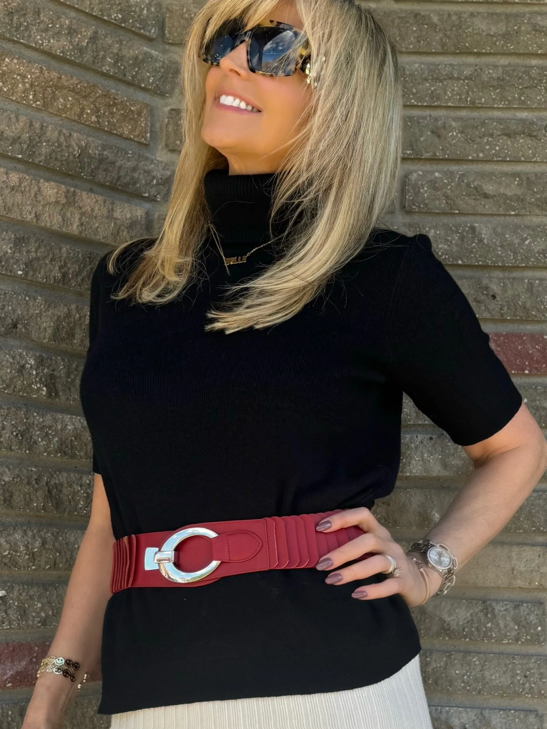 Pleated Stretch Belt With Metal Clasp | BLT121 sold by Artizan product image thumbnail 2