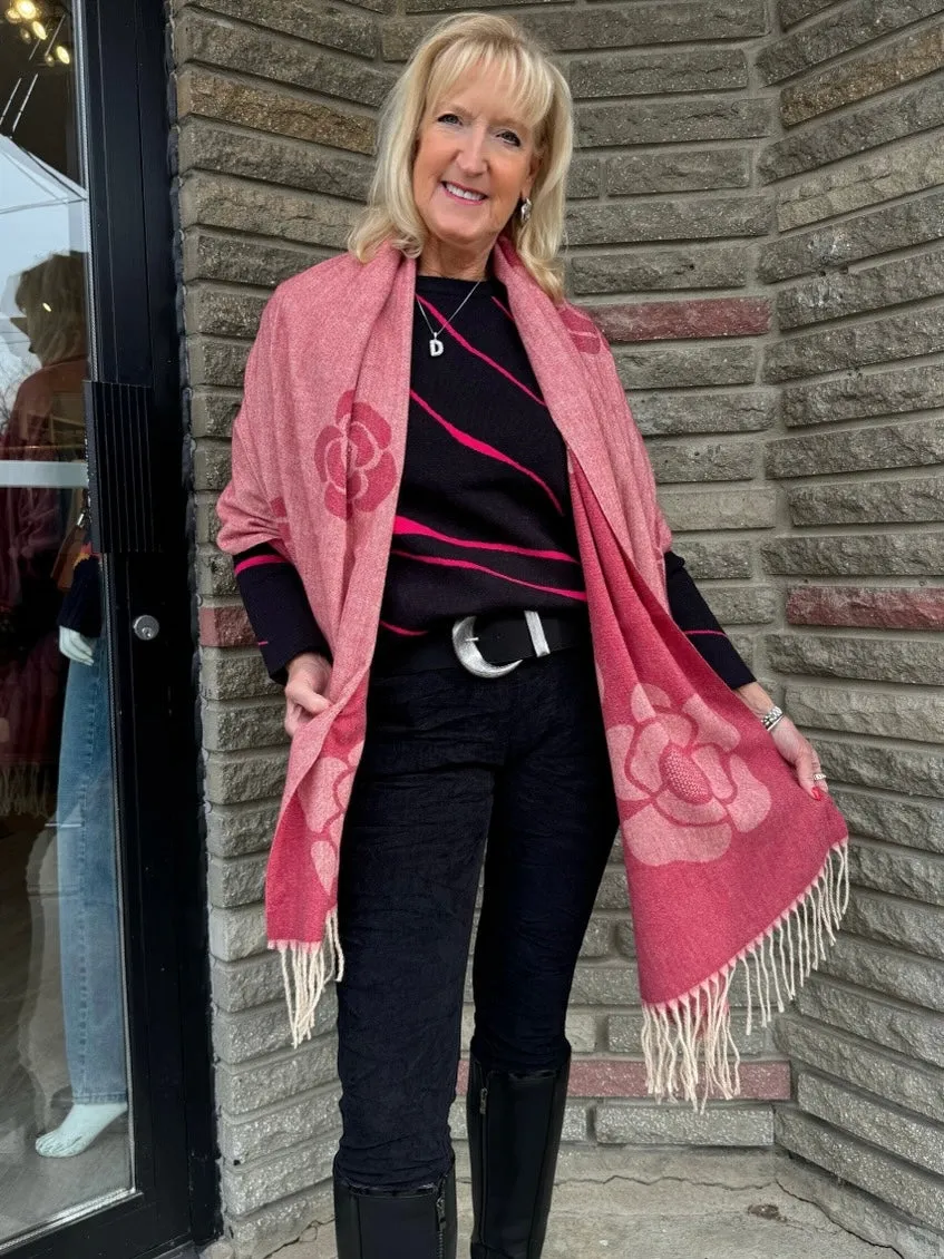 Fashionable Floral Print With Fringe Scarf | SC609 sold by Artizan