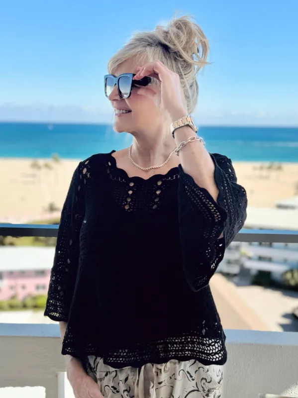 Crochet Scalloped Sweater | T746 sold by Artizan