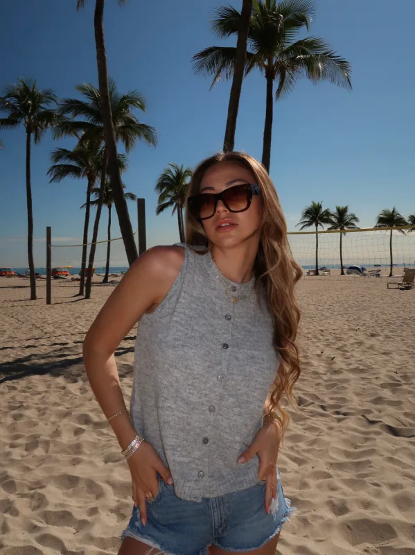 Sleeveless Button Up Sweater | T745 sold by Artizan