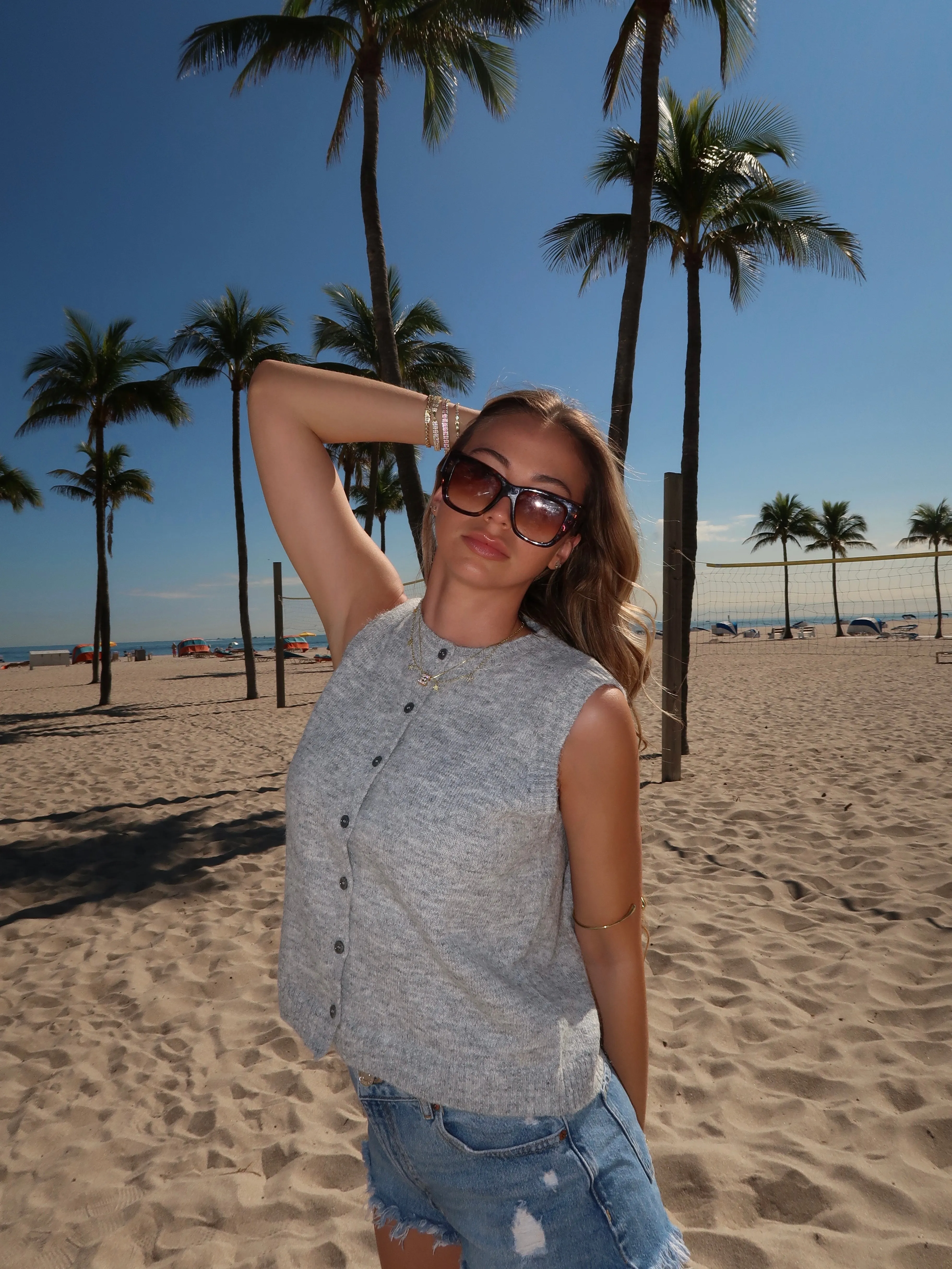 Sleeveless Button Up Sweater | T745 sold by Artizan product image thumbnail 2