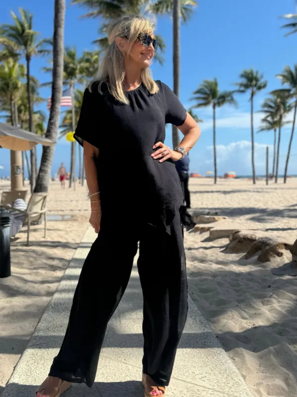 Crepe Flowing Pant With Button Detail | PA672 sold by Artizan