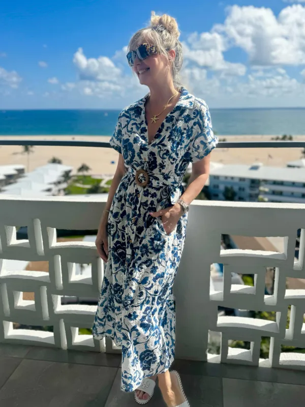 Floral Short Sleeve Maxi Dress | D625 sold by Artizan