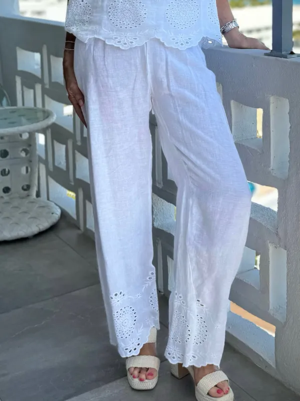Eyelet Trim Pant | PA677 sold by Artizan