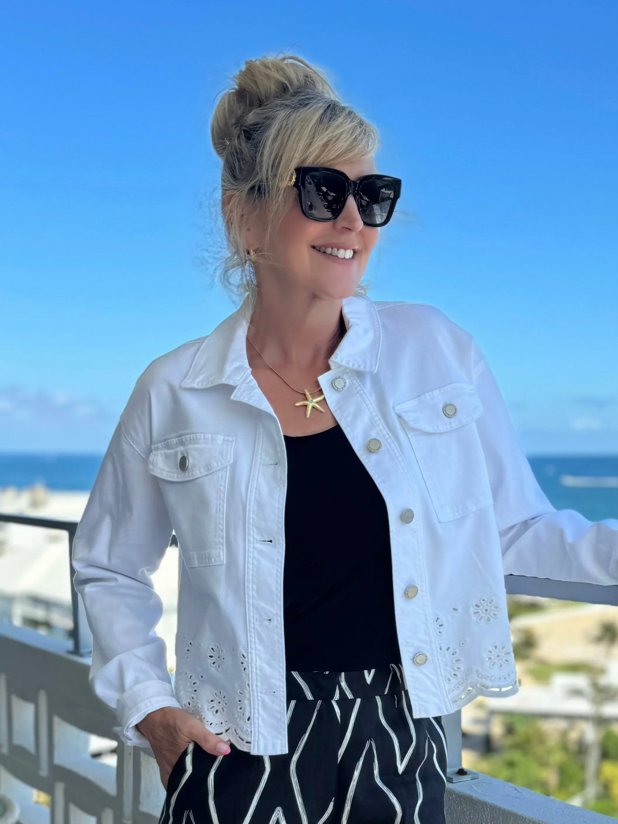 Eyelet Detail Denim Jacket | JK811 sold by Artizan