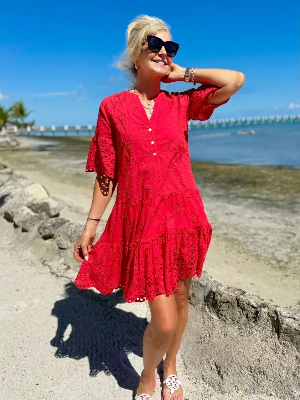 Beautiful Eyelet Layered Dress With Buttons | D636 sold by Artizan