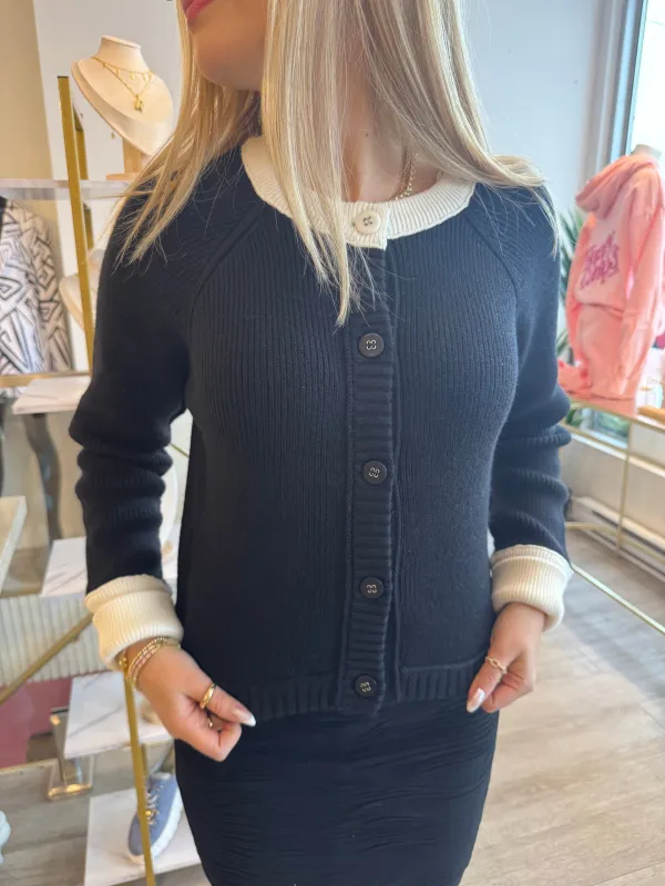 Alexia Two-Tone Cardigan | C614 sold by Artizan