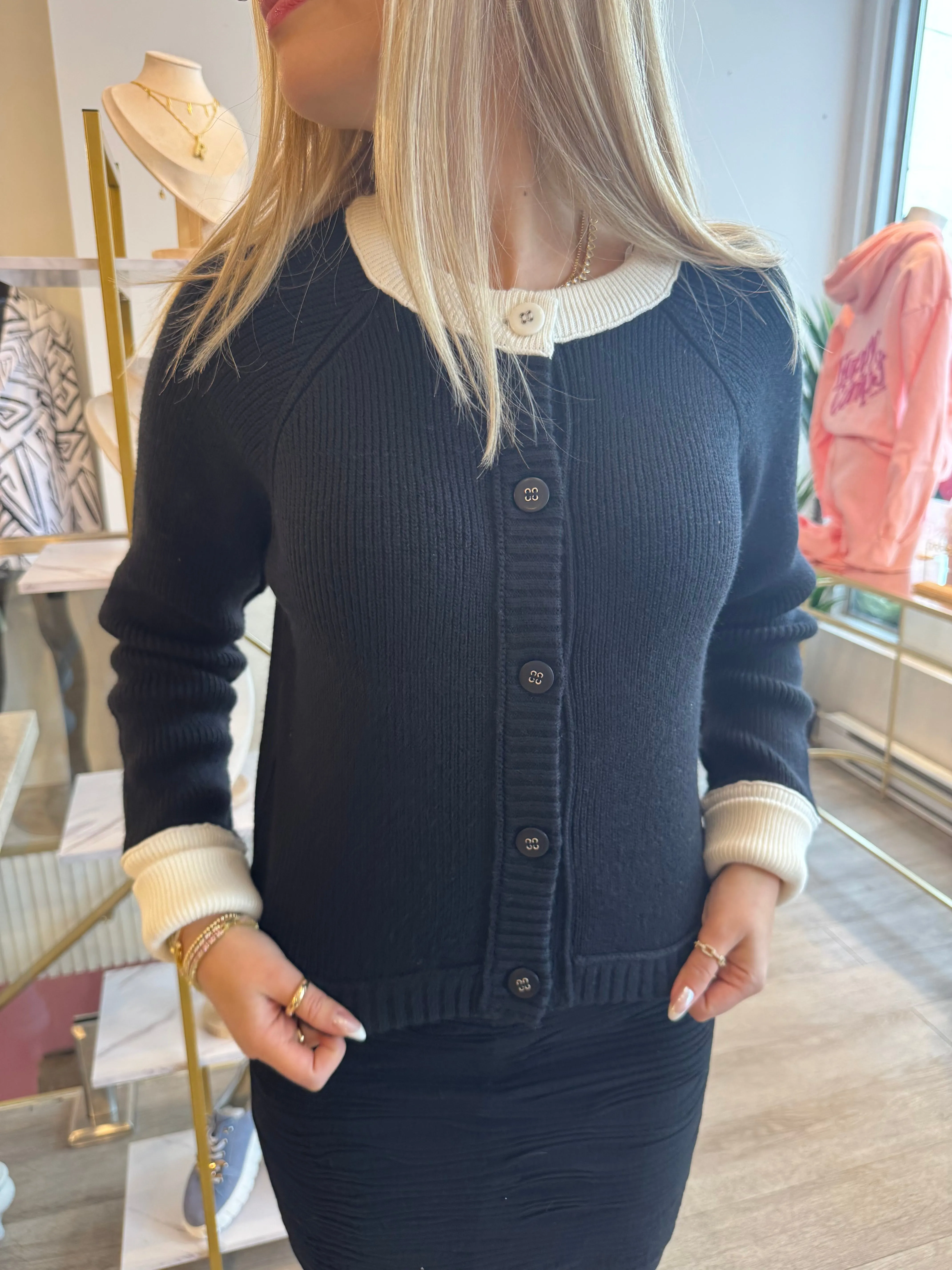 Alexia Two-Tone Cardigan | C614 sold by Artizan