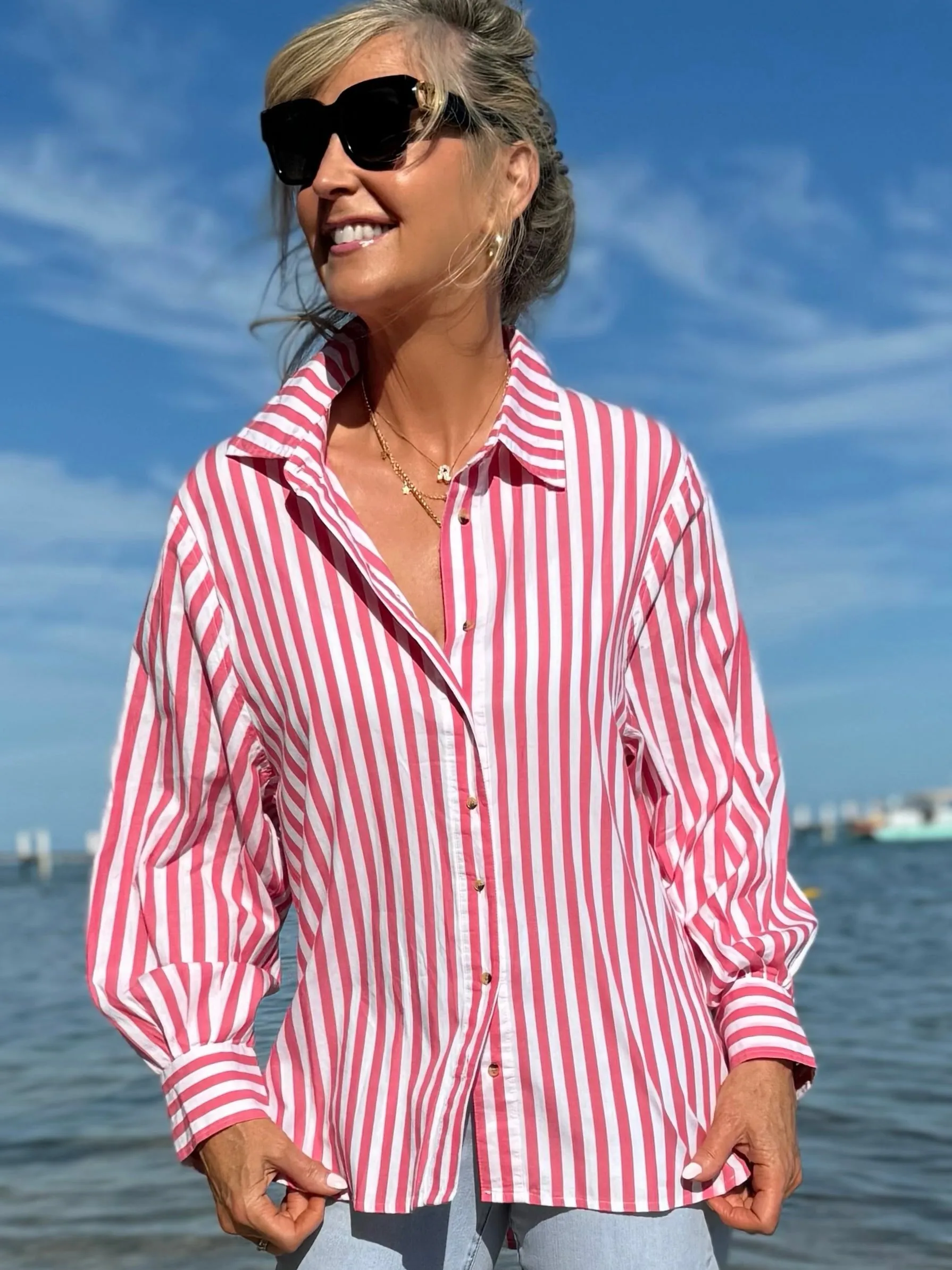 Sassy Striped Button Up Shirt | T674 sold by Artizan product image thumbnail 2